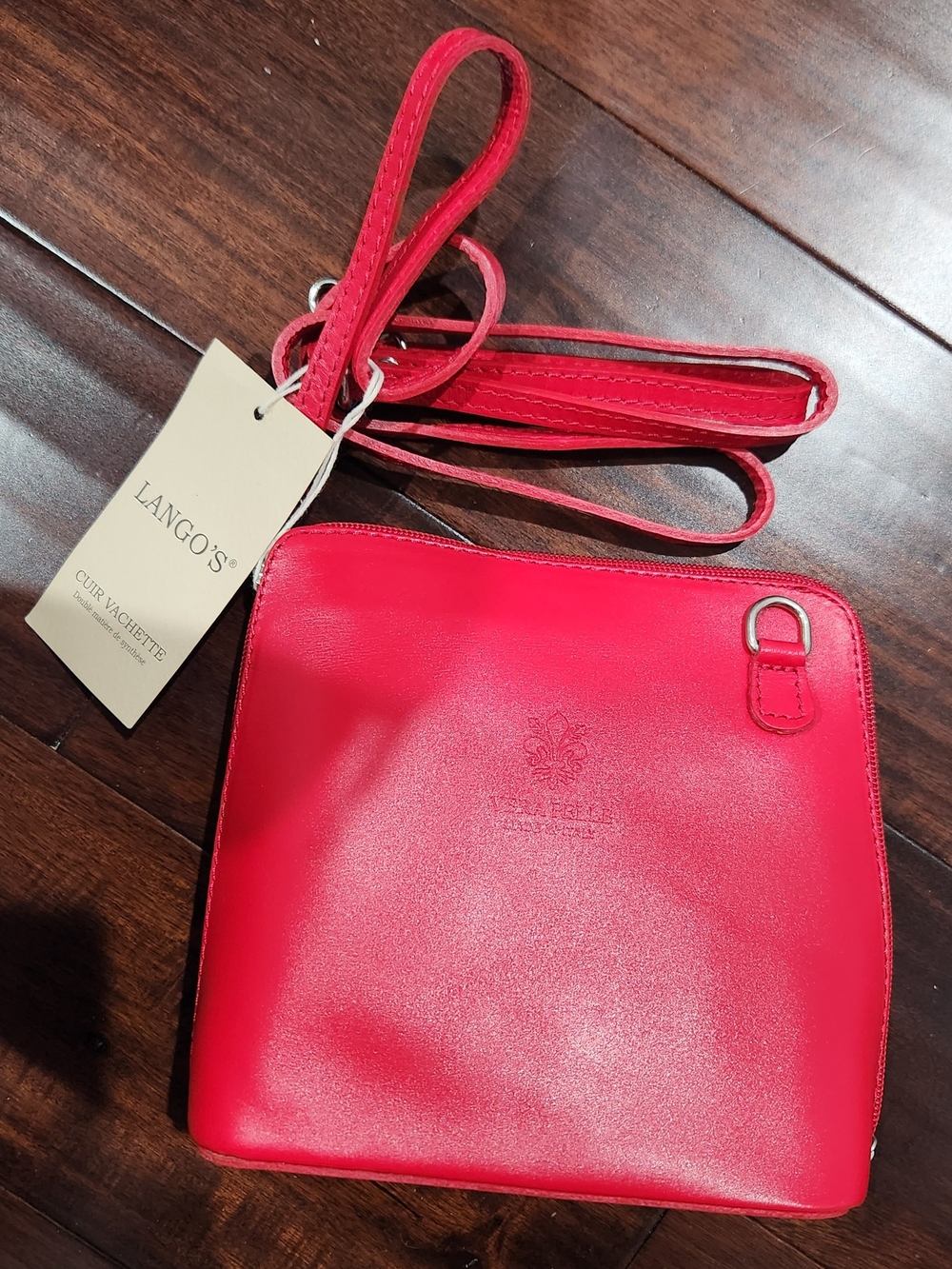 Vera Pelle Red Leather Crossbody Bag